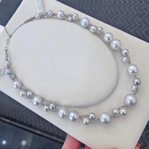 Collier en perles de Tahiti aux couleurs intenses 8-12 mm Forte brillance Plaqué or 18 carats Boule laser Diamants supérieurs - Colliers de qualité supérieure - Product Image 3