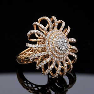Luxury 18K Solid <b>Gold</b> <b>Cocktail</b> <b>Ring</b> With Round Brilliant Cut Diamond Star Shape For Women Party Jewelry - Product Image 2