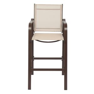 2 sedie da bar da giardino con struttura in ferro battuto marrone e superficie in tessuto beige, eleganti sedute da esterno - Product Image 4