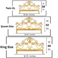 Tête de lit Queen en bois sculpté à la main, finition dorée, demi-lune, éclairée, hauteur réglable, artisanale, pour appartement et hôtel