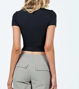 เสื้อยืดแขนสั้นทรงสลิมฟิตสำหรับผู้หญิงไซส์ใหญ่ สไตล์วินเทจ ซักย้อมสีแบบแอซิดวอช ผ้าฝ้าย 100% น้ำหนัก 280 กรัม - Product Image 5