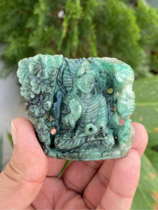 Natural Emerald Buddha <b>Statue</b> | Hand Carved Brazilian Gemstone Buddha Idol | Meditation Spiritual Decor | Wholesale Supplier - Product Image 1
