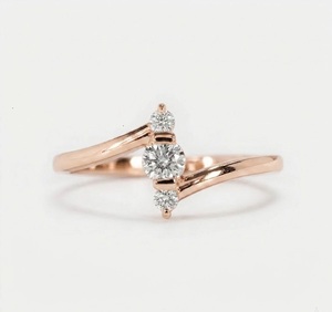 VBSR-109 14K White Gold 0.23CT E Color VVS2 Minimalist Round HPHT Lab Grown Diamond Engagement Ring Triple Stone Stacking Ring - Product Image 5