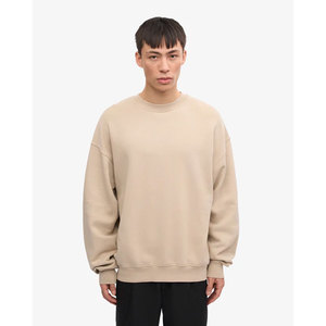 Sudadera de cuello redondo extragrande para hombre, color morado sólido, estilo minimalista, tejida en algodón, para otoño. - Product Image 6