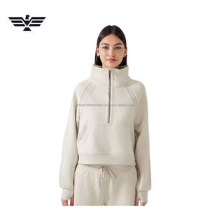 <b>Women</b> High Neck <b>Half</b> <b>Zip</b> <b>Fleece</b> Sweatshirt Soft Cozy Winter Pullover Hoodie Casual Custom Color Front Logo - Product Image 6