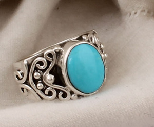 Wholesale Natural <b>Turquoise</b> <b>Ring</b> 925 Sterling Silver Vintage Statement <b>Rings</b> Semi Precious Gemstone Jewelry for Women 2026 Trend - Product Image 1
