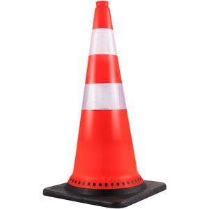 8 Coni Stradali in PVC Arancione da 30 Pollici con Collari Riflettenti e Base Pesante Nera - Product Image 1