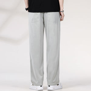 Pantalon de survêtement de luxe pour homme, coupe ample, en coton sergé fin, élégant, personnalisé, décontracté chic, avec poches latérales - Product Image 2