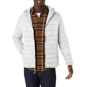 Men's Brown Hooded <b>Jacket</b> With Zipper Casual Autumn Wear Polyester Wadding Windproof Design - Product Image 3