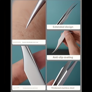 Pinzas Curvas de Acero Inoxidable para Extensión de Pestañas de 12.5 cm, Herramienta de Aislamiento de Pestañas de Precisión para Maquilladores Profesionales - Product Image 5