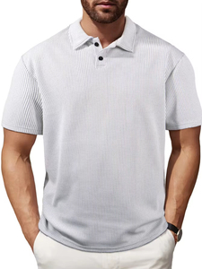 Chemise décontractée pour homme, nouvelle collection été 2025, style européen et américain, avec col rayé et manches courtes, personnalisable avec logo ODM - Product Image 3