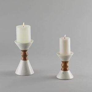Modern Handcrafted Bamboo Taper Candle Holder Set Fall Home Wedding <b>Table</b> Decor - Product Image 2