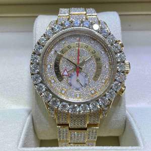 Reloj de Joyería Hip Hop con Diamantes Moissanite Cultivados en Laboratorio, Corte Redondo VVS, Correa de Goma, Reloj Mecánico Hecho a Mano - Product Image 2