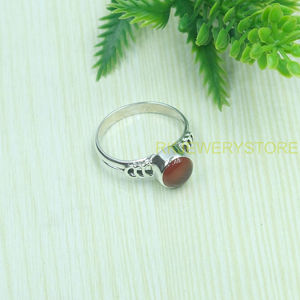 Bague en argent sterling 925 avec cabochon en cornaline rouge naturelle, faite à la main, pour femme, bijoux vintage de créateur, fournisseur en gros - Product Image 2