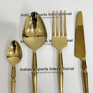 Ensemble de couverts de luxe en acier inoxydable |   Kit de couverts : cuillère, fourchette, couteau, baguettes |   Lave-vaisselle portable léger et compatible lave-vaisselle - Product Image 3