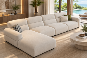 Sofá Seccional Moderno Blanco en Forma de L para Sala de Estar, Sofá Esquinero Tapizado con Chaise Longue - Product Image 3