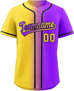Ventes en gros de maillots de baseball de haute qualité, maillots brodés sublimés, maillots de softball jaunes et violets - Product Image 1