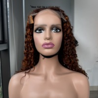 Pixie perruque bouclée couleur marron piano vente chaude perruque de cheveux humains bruts dentelle transparente qualité de luxe Super Double dessiné
