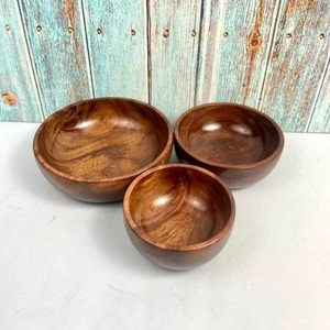 Bol en bois massif, bol de service en bois d'acacia, bol à salade, bol à fruits, vaisselle de cuisine naturelle faite à la main, vente en gros pour restaurants - Product Image 2