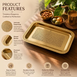 High Quality Round Metal <b>Decorative</b> <b>Plate</b> Hammered Gold Floral Pattern Oriental Wedding Dish <b>Decorative</b> Circle Round Platter - Product Image 6
