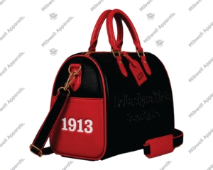 Nuevo Diseño Personalizado Delta Sigma Theta 1913, Bolsa de Viaje de Fin de Semana de Lujo, Duradera, Roja y Negra, de Cuero PU y Poliéster, con Cierre de Cremallera en Relieve - Product Image 3