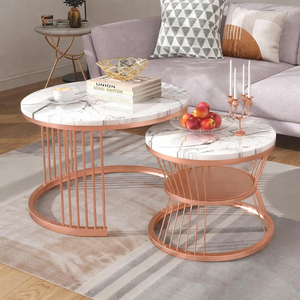 Modern Durable Lightweight Decorative <b>Coffee</b> <b>Table</b> with MDF Top and Iron Frame Stacking <b>Nesting</b> Living Room <b>Table</b> <b>Set</b> 2 - Product Image 6