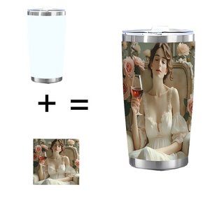 Vaso de Acero Inoxidable de 20 oz, Personalizado con Foto, Impresión por Sublimación, Doble Pared Aislada, Taza de Viaje - Product Image 1