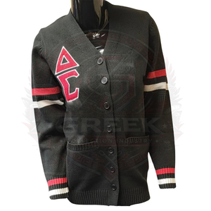 Personnalisé | 1913 |   Sororité DST | delta |   Cardigan en acrylique tricoté pour femme, style universitaire grec, avec logo brodé et boutons sur le devant - Product Image 4