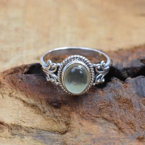 Natural Green Prehnite <b>Ring</b> 925 Sterling Silver Handmade Gemstone Jewelry Gift for Her - Product Image 6