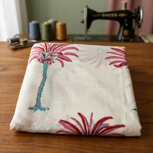 Tela de algodón con estampado de árbol de 5 yardas hecha a mano de alta calidad para vestidos cortinas artesanales tela de edredón de tapicería en precio al por mayor - Product Image 3