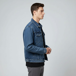 Veste en jean longue pour homme, style hiver, nouveau modèle, logo personnalisé, streetwear, haute qualité, 100% coton, vente en gros - Product Image 3