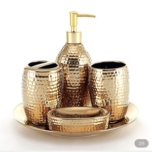 Hotels Decor Hammered Gold Bathroom Accessories Set Toothbrush Holder <b>Tumbler</b> Soap Dish Vanity Decor Soap Dispenser Collection - Product Image 1