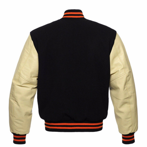 Customized Men's Varsity <b>Jacket</b> in <b>Winter</b> Wool Stand Collar <b>Leather</b> Sleeves Available Bright Colors High Quality Canvas Fabric - Product Image 1