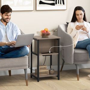 Comodino Moderno a 3 Ripiani con Porte USB e Prese di Corrente - Product Image 2