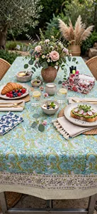 Mantel Rectangular de Lino y Algodón con Estampado Floral, Hecho a Mano, Ligero, Lavable, para Uso Doméstico, Estilo Pastoral, Logotipo Personalizado - Product Image 5
