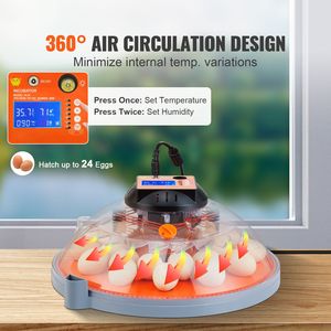 Incubatrice di Alta Qualità con Capacità di 24 Uova, Controllo Automatico di Temperatura e Umidità, con Vassoio Rotante per Allevamento Avicolo - Product Image 2