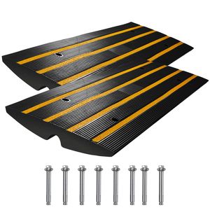 Rampe per Vialetti in Gomma Rinforzata da 6,6 cm (2,6 pollici) di Altezza, Confezione da 2, con Capacità di Carico di 15.000 Libbre, Rampa a Soglia per Bordo Stradale - Product Image 1