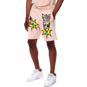 <b>Men's</b> Cartoon Printed Drawstring Bermuda <b>Shorts</b> Mid Waist Casual Cotton <b>Shorts</b> With <b>Patches</b> Front Logo - Product Image 2