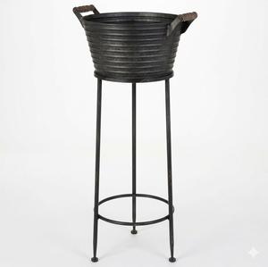 Bac à boissons galvanisé style ferme avec support en fer forgé, grande capacité, seau à boissons en métal, refroidisseur de fête pour vin et bière - Product Image 5