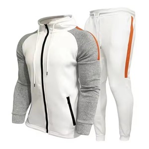 Street Fashion Slim Fit Patchwork Color Contrast Mens Zipper Hoodie Sweatpants Cotton Hooded Jacket Tracksuit Suit for Men - Product Image 4