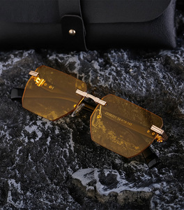 Lmamba 98201 Wholesale Custom Logo Classic Retro Sun Glasses High Quality Rimless Blue Gradient Colorful Men <b>Sunglasses</b> 2024 - Product Image 6