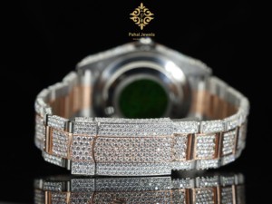 นาฬิกาข้อมือผู้หญิง Pahal Jewels ประดับเพชร ตัวเรือนสแตนเลสสตีล ดีไซน์หรูหรา สไตล์ฮิปฮอป ขนาด 40 มม. หน้าปัดทรงกลม ระบบอนาล็อก พร้อมฟังก์ชั่นวันที่ กลไกจักรกล - Product Image 2