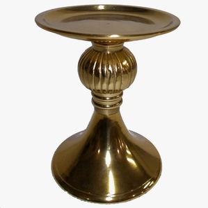 Support de bougie en métal doré - Chandelier vintage sur piédestal avec détails cannelés pour une décoration élégante de la maison, centre de table - Product Image 2