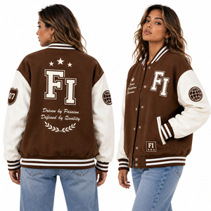 Vestes de baseball vintage de haute qualité pour femmes en laine et coton avec logo personnalisé, style universitaire et collégial - Product Image 5