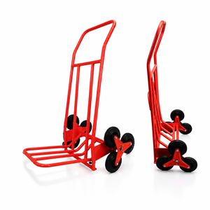 Red Tayo Durable <b>Foldable</b> Steel Three-Wheel Hand <b>Cart</b> with Platform Design for Industrial Use - Product Image 1