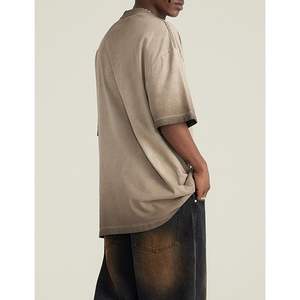 2025 hommes lavage à l'acide T-Shirt Vintage surdimensionné 280g poids lourd basique Streetwear Tee hauts unisexe décontracté café Design - Product Image 2