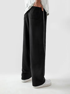 Pantalon de jogging décontracté en toile légère pour homme grande taille, qualité supérieure, taille élastique avec cordon de serrage, idéal pour l'hiver - Product Image 6