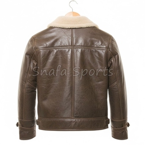 Veste en cuir d'agneau doublée de fourrure, style bomber, livraison rapide, confortable, pour homme, en vente - Product Image 2