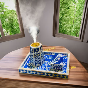 Ensemble de brûleur d'encens en perles, cadeau pour l'Aïd et le Ramadan, boîte à plateau avec incrustation d'os, parfum de lavande, ensemble Bakhoor et Mubkhar - Product Image 1