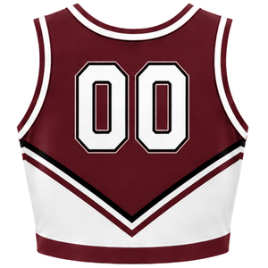Ensemble d'uniforme de cheerleading bordeaux : Crop top et jupe plissée pour compétition de danse d'équipe, tenue de performance sportive - Product Image 4